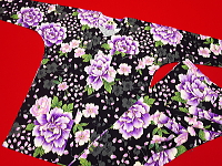 義若オリジナル鯉口シャツ、ダボシャツ　金彩桜吹雪に大牡丹 黒紫